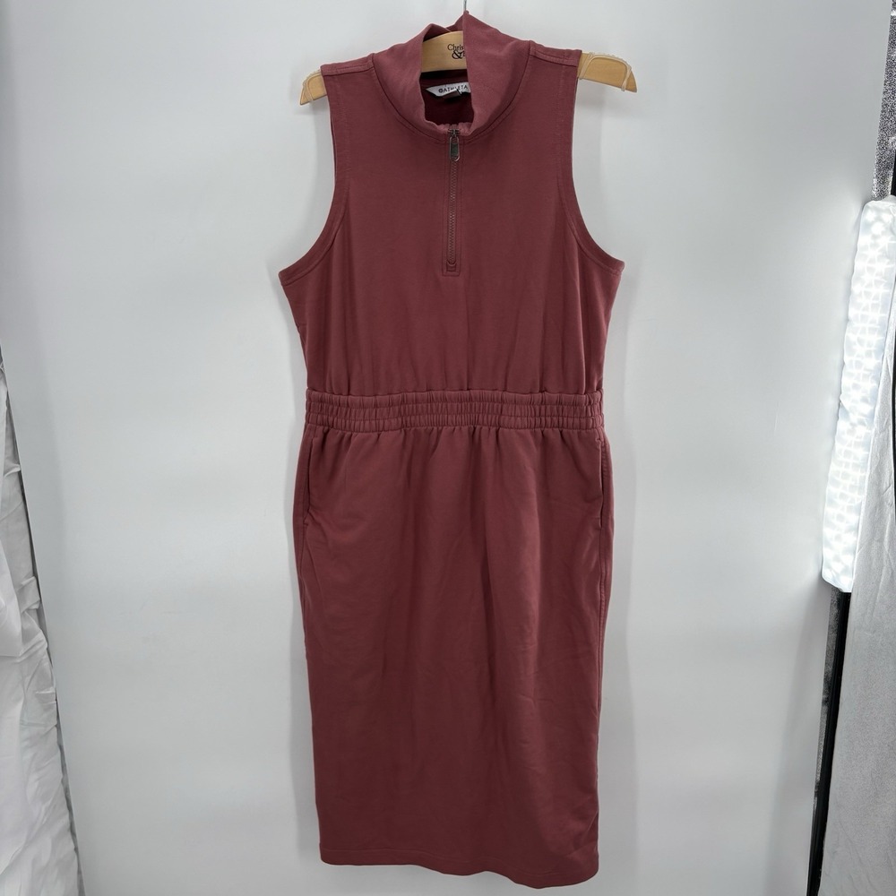 ATHLETA Retroterry Sleeveless Midi Sweatshirt Dress Rosewood Pink Size Large-14E